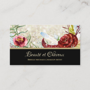 Elegant Röd ros Blommigt Hair och Beauty Salon Visitkort