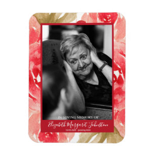 Elegant Röd ros Blommigt i Loving Memory Funeral Magnet