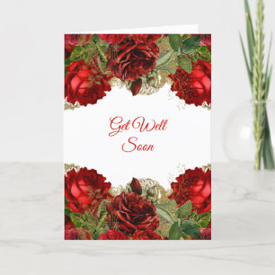 Elegant Röd ros Blommigt Ram går bra Kort
