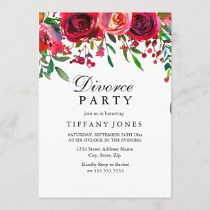 Elegant Röd ros Blomskilsmässan Party inbjudan