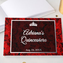 Elegant röd ros blomster Quinceanera Silver