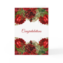 Elegant röd ros blomsterbröllop gratulationer