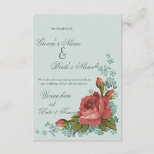 Elegant röd ros & blomsterbröllopsinbjudan inbjudningar