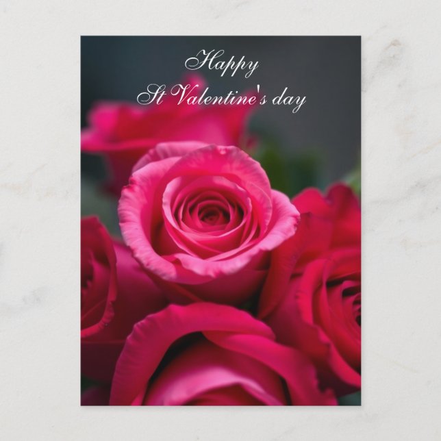 Elegant Röd ros Bouquet Valentine Helg Vykort (Framsida)