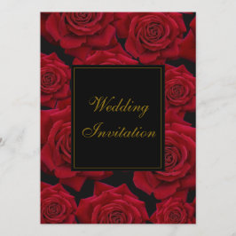 Elegant Röd Ros - Bröllop Inbjudan