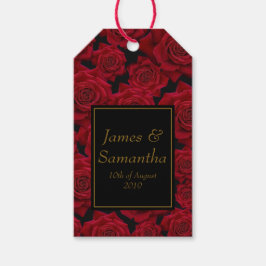 ELEGANT RÖD ROS - BRÖLLOP PRESENTETIKETT