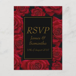 Elegant röd ros - Bröllops RSVP Inbjudan Vykort