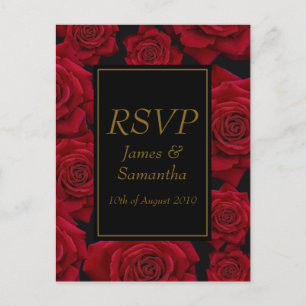 Elegant röd ros - Bröllops RSVP Inbjudan Vykort