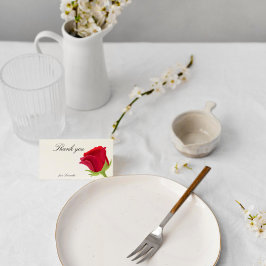 Elegant röd ros bröllopsdusch tack kort