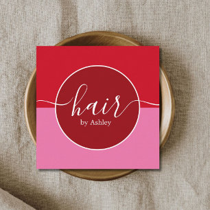 Elegant Röd ros Circle Hairdresser Fyrkantigt Visitkort