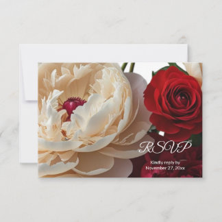 Elegant Röd ros & Cream Peony OSA Kort