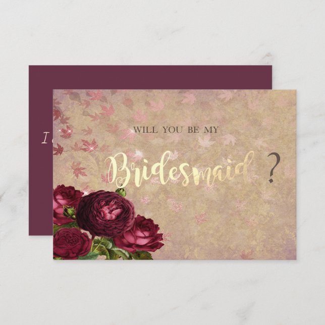 Elegant Röd ros Falling Löv Inbjudningar (Fram/baksida)