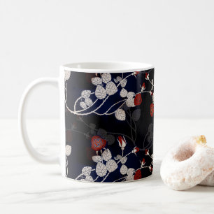 Elegant Röd ros Flower Mönster Black Kaffemugg