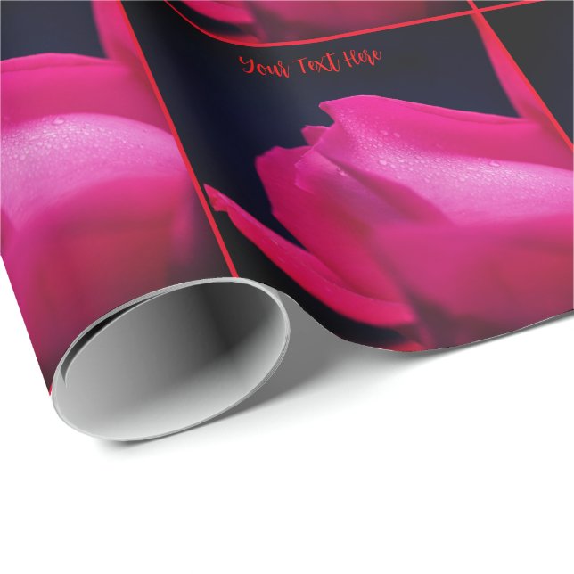 Elegant Röd ros Flower Personlig Presentpapper (Rullad Hörn)