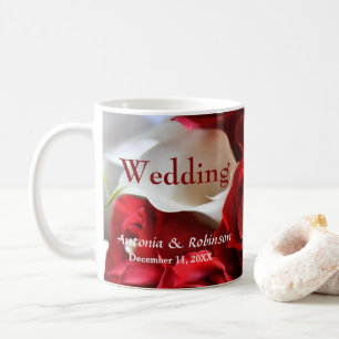 Elegant Röd ros Flowers Guld accines Bröllop Kaffemugg