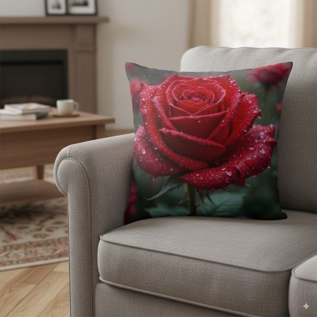 Elegant Röd ros i Spanien - brant Blommigt Kudde (Skapare uppladdad)