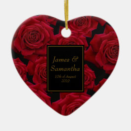 ELEGANT RÖD ROS - JULGRANSPRYDNAD KERAMIK