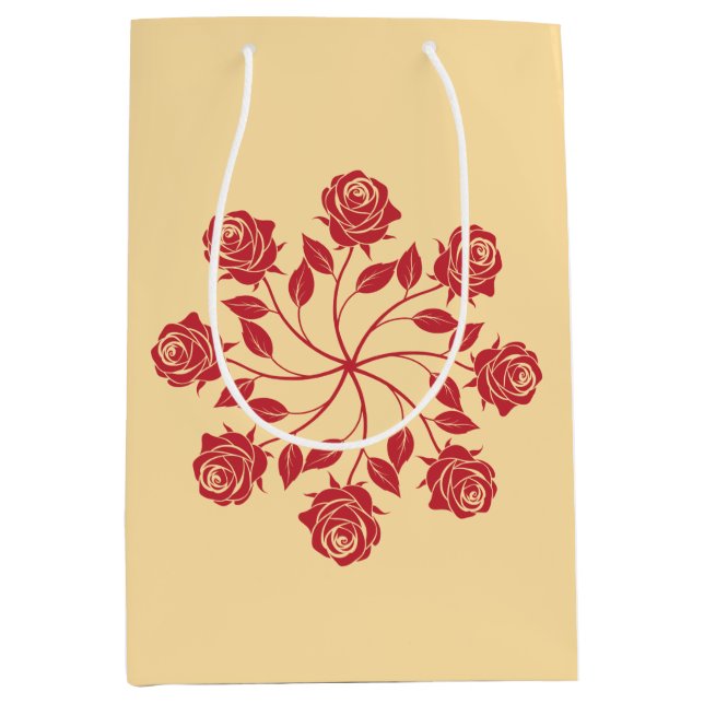 Elegant röd ros mandala cirkulär blommig design (Framsidan)