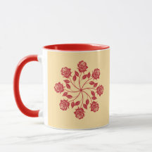 Elegant röd ros mandala cirkulär blommig design