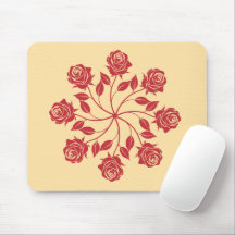 Elegant röd ros mandala cirkulär blommig design