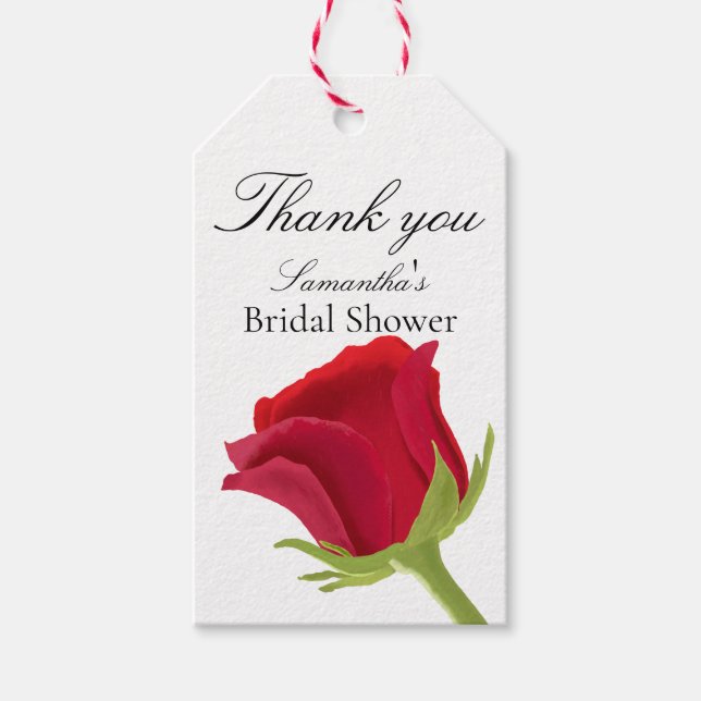 Elegant Röd ros Möhippa Presentetikett (Framsidan)