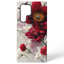 Elegant Röd ros och Blommor Smartphone Fodral
