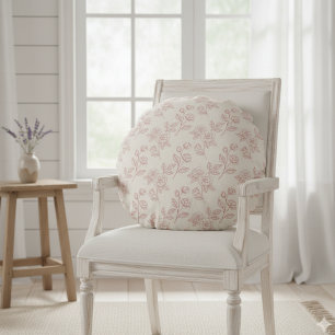 Elegant Röd ros Papper Chintz Rund Kudde