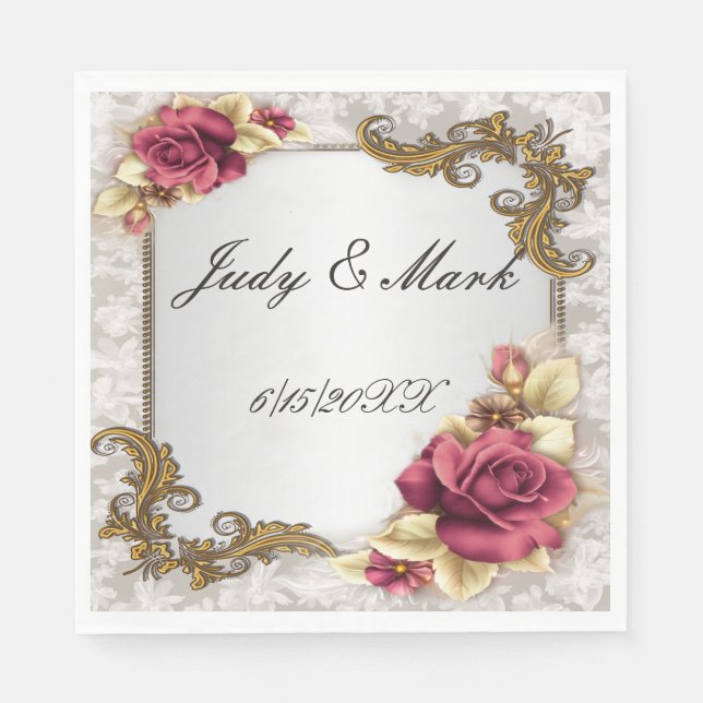 Elegant Röd ros Pappra blöjor Pappersservett (Framsidan)