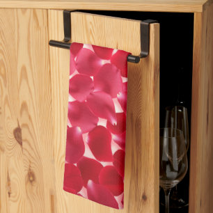 Elegant Röd ros Petals Romantic Kitchen Towel Kökshandduk