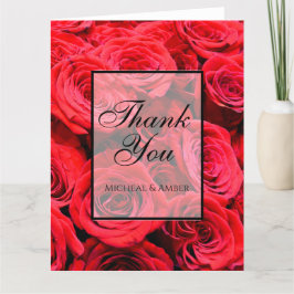 Elegant röd ros rödblommor röd blommigt tack kort