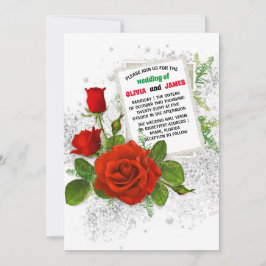 Elegant Röd ros Romantic Blommigt Bröllop Inbjudningar