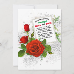 Elegant Röd ros Romantic Blommigt Bröllop Inbjudningar