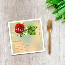 Elegant Röd ros Romantic Blommigt Roligt Facts Brö Pappersservett