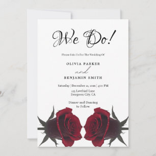 Elegant Röd ros Romantic Bröllop Inbjudningar