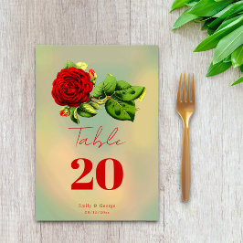 Elegant Röd ros Romantic Framed Blommigt Bröllop Bordsnummer