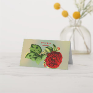 Elegant Röd ros Romantic Summer Blommigt Bröllop Placeringskort