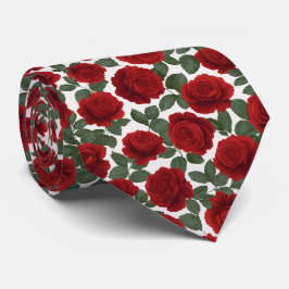 Elegant röd ros Sömlöst blommigt mönster Slips