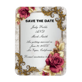 Elegant Röd ros Spara datum magneter