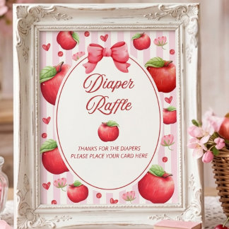Elegant röd rosa äpple Coquette blöja Lotteri Poster