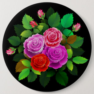 Elegant Röd Rosa och Lila Ro blomma Knapp