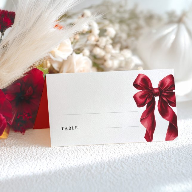 Elegant röd rosett bröllopsshow bord placeringskort (Red Bow Place Cards)