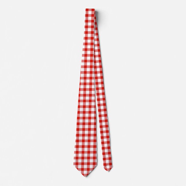 Elegant röd rutig  slips (Framsida)