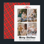 Elegant röd skrift God Jul 4 Foto Collage Julkort<br><div class="desc">Ett sofistikerat julkort med en vacker röd penselskrift och en ren layout med fyra foton. Den perfekta balansen mellan modern typografi och traditionella festliga element för dina familjehälsningar.</div>