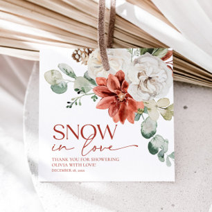 Elegant röd snö i kärlek Vinter Bröllopsdusch Gåvor Etiketter