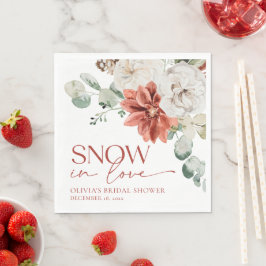 Elegant röd snö i kärlek vinter bröllopsdusch pappersservett