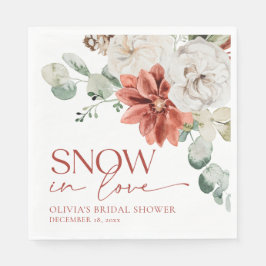 Elegant röd snö i kärlek vinter bröllopsdusch pappersservett