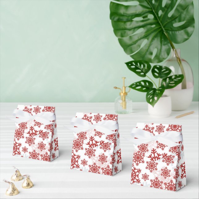 Elegant röd snöflagemönster på vit jul presentaskar (Multipel)