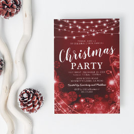 Elegant röd snöflinga julfest inbjudningar