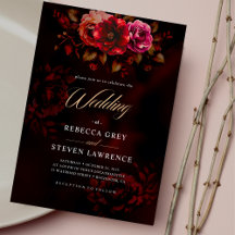 Elegant röd svart blommigt bröllop