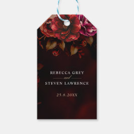 Elegant röd svart blommigt Bröllop romantisk moody Presentetikett